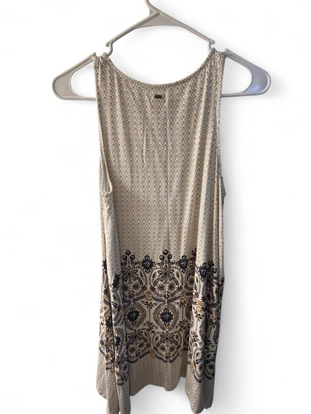 O'Neill Sleeveless Summer Dress in Tan, Navy & Cream - Picture 4 of 5